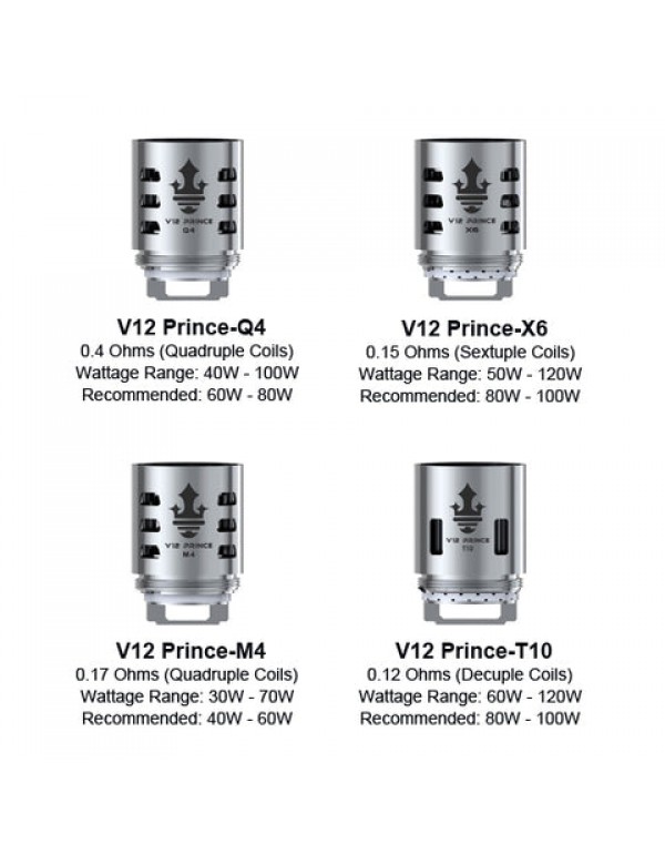 Smok TFV12 Prince Coils / (Q4, X6, T10, X6, X2 & Mesh) Atomizer Heads (3 Pack)